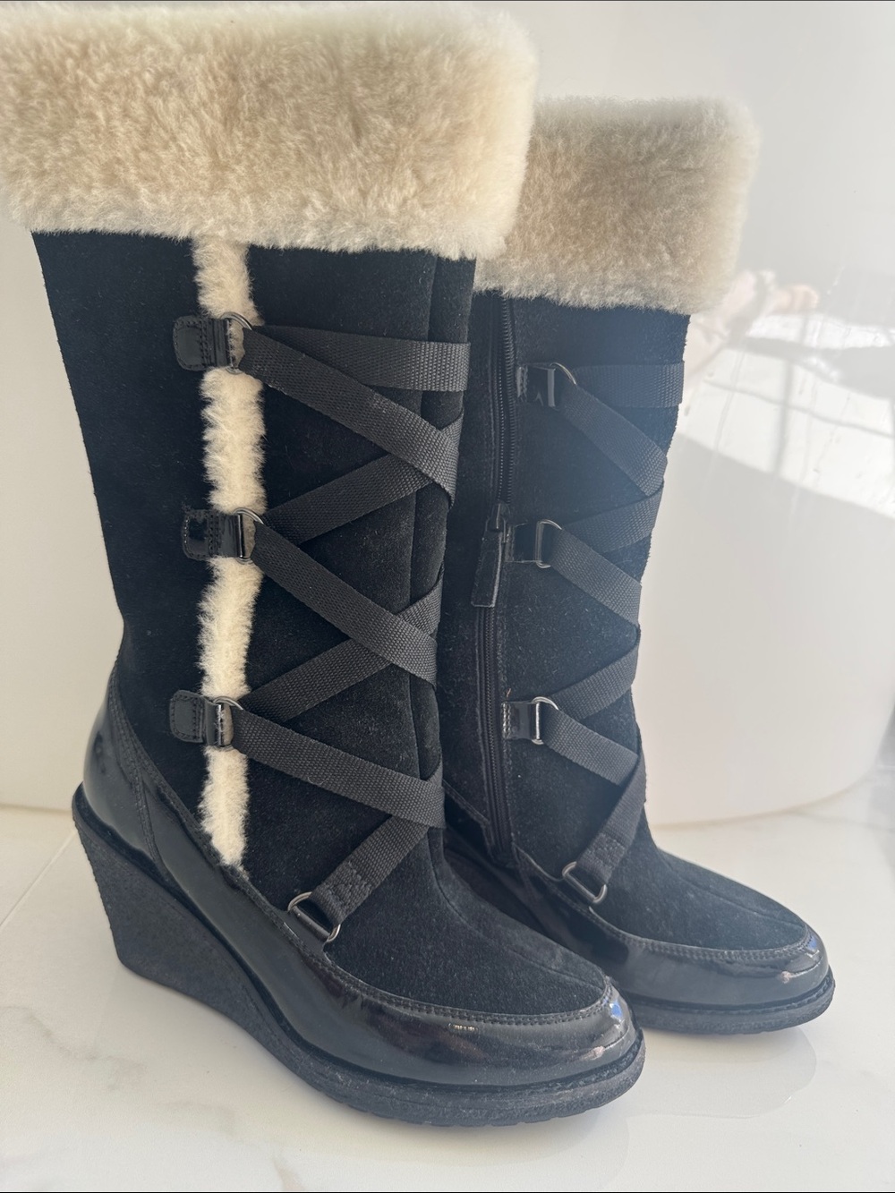 Vintage Nike Air Waterproof Shearling Wedge Boots Black Women’s 6.5 Y2K”.